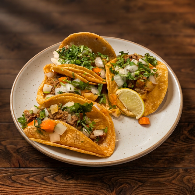 5 Street Tacos Incluye Agua Fresca.